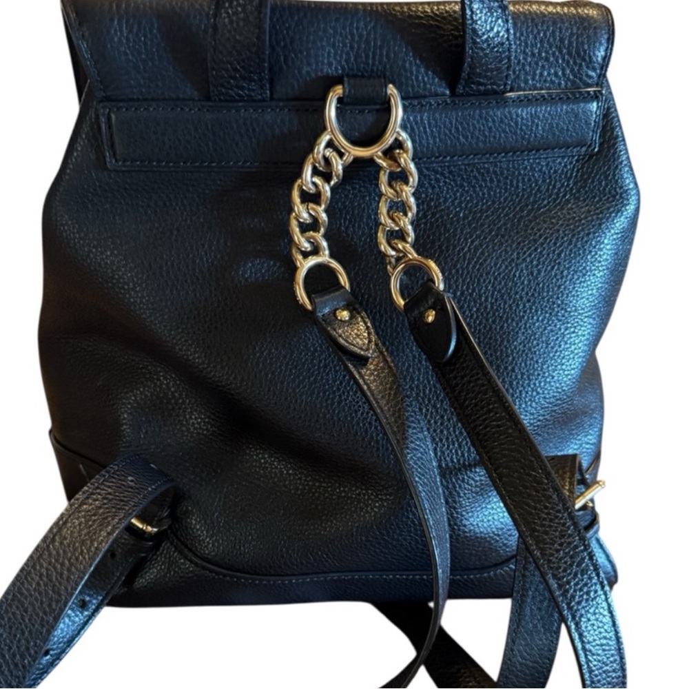 Coach Elle Black Leather Backpack with Gold Accents Like New - Picture 2 of 4